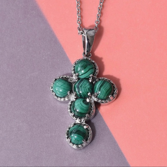 Gemstone Jewelry - 🆕 African Malachite Cross Pendant Necklace
